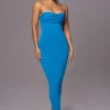 Aqua La Lune Drape Midi Dress