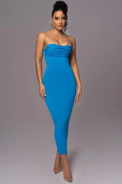 Aqua La Lune Drape Midi Dress