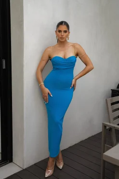 Aqua La Lune Drape Midi Dress