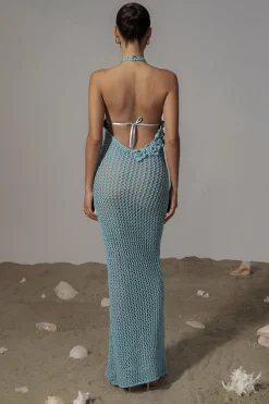 Aqua Paradise Crochet Maxi Dress