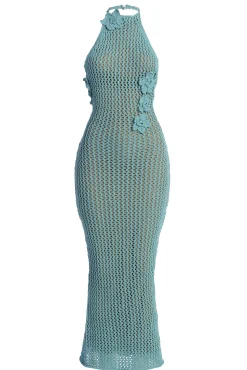 Aqua Paradise Crochet Maxi Dress