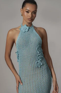 Aqua Paradise Crochet Maxi Dress