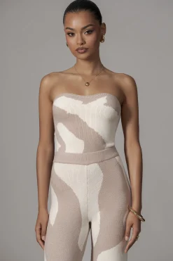 Beige Abstract Tropic Oasis Top
