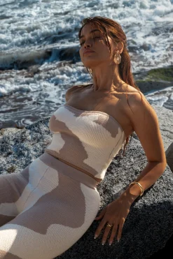Beige Abstract Tropic Oasis Top