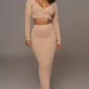 Beige Annette Sweater Knit Skirt Set