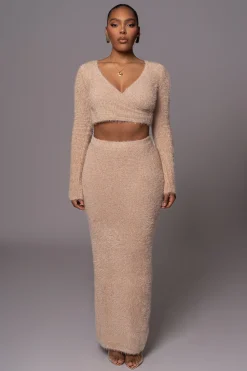Beige Annette Sweater Knit Skirt Set