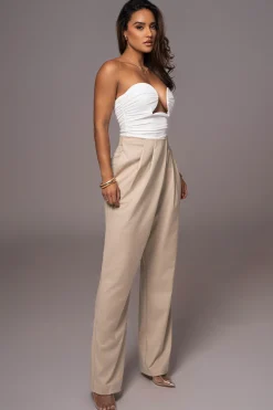 Beige Asymmetrical Draped Trousers