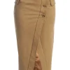 Beige Audrey Suede Midi Skirt