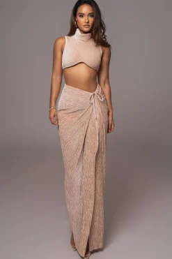Beige Chosen One Velvet Skirt Set