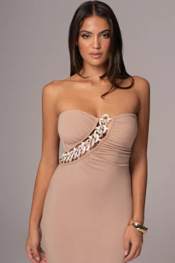 Beige Clarisse One Shoulder Dress