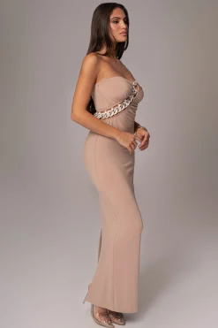 Beige Clarisse One Shoulder Dress