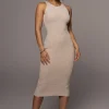 Beige Day To Night Midi Dress