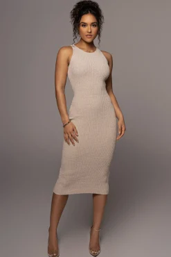 Beige Day To Night Midi Dress