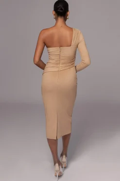 Beige Dayanna Suede Midi Dress