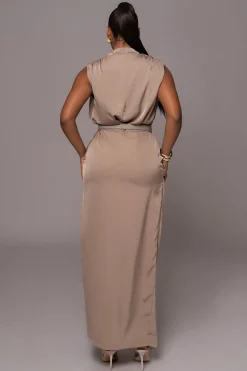 Beige Desiree Mock Neck Top