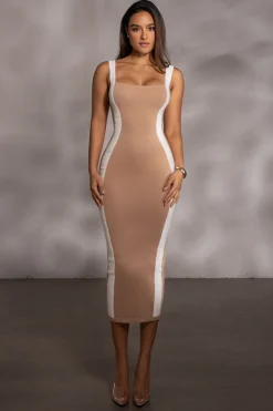 Beige Donna Knit Midi Dress