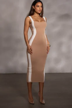 Beige Donna Knit Midi Dress
