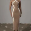Beige Fabiola Contrast Maxi Dress