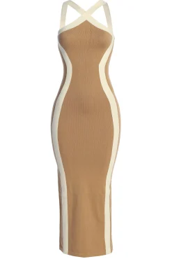 Beige Fabiola Contrast Maxi Dress