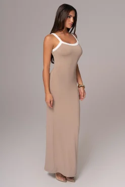 Beige Francesca Contrast Maxi Dress