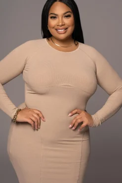 Beige High Expectations Midi Dress