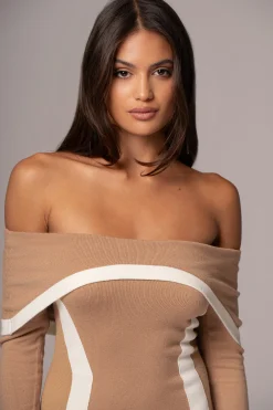Beige Janet Off Shoulder Maxi Dress