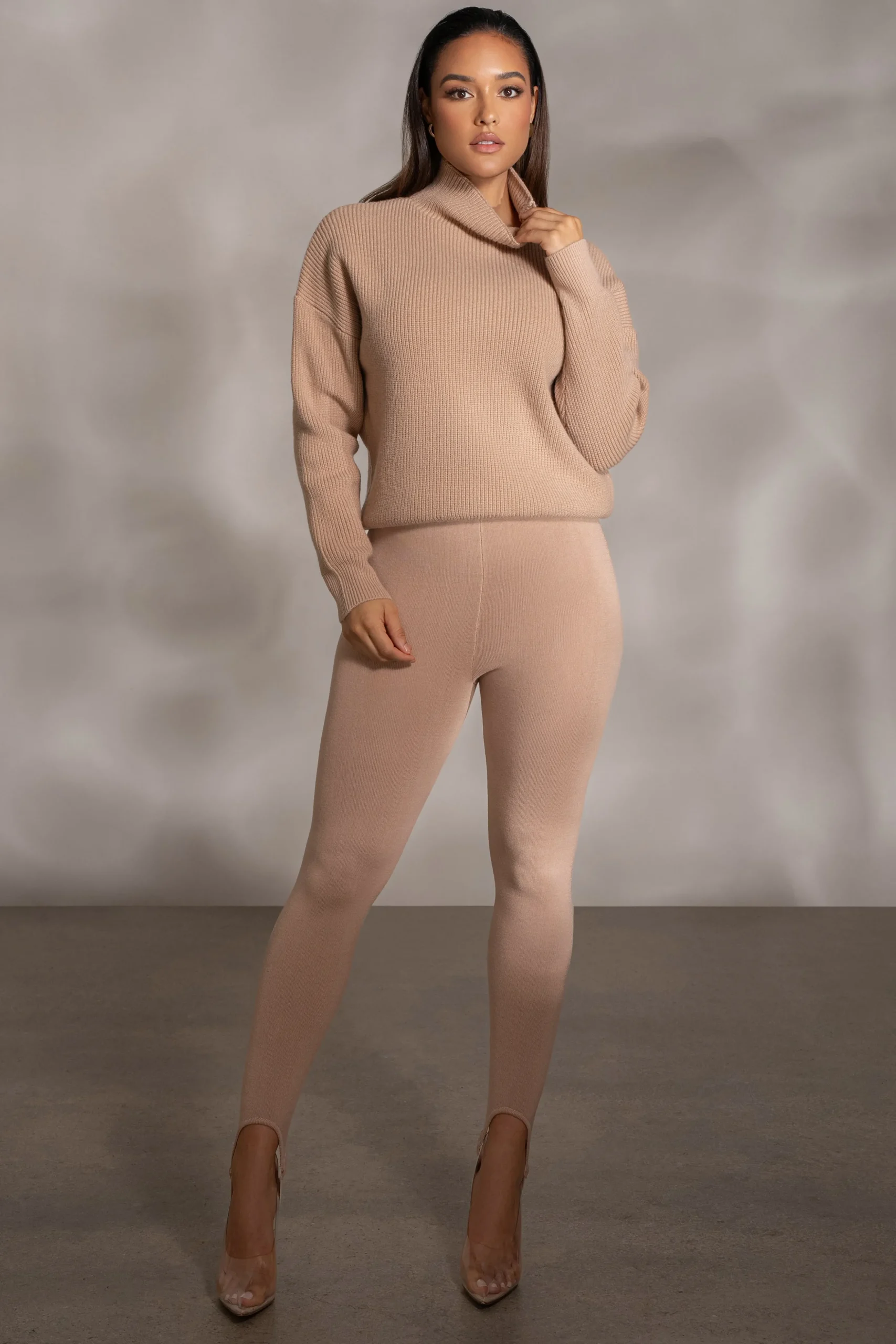Beige Jenni Turtleneck Sweater Top