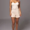 Beige Kelsie Belted Shorts