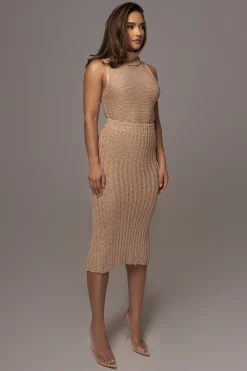 Beige Leida Knit Skirt Set