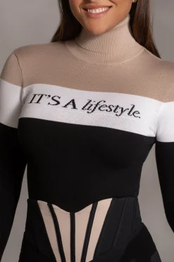 Beige Lifestyle Knit Bodysuit