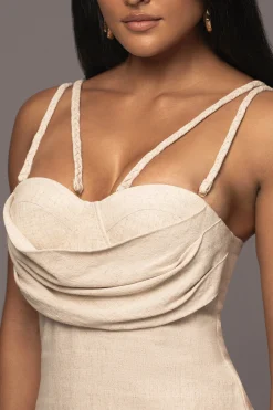 Beige Linen Visions Of You Dress