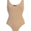 Beige Mesh Essentials Tank Bodysuit Undergarment