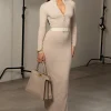 Beige Movement Mock Maxi Dress