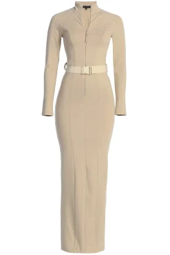Beige Movement Mock Maxi Dress