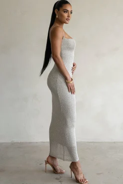 Beige Noemie Sequin Maxi Dress