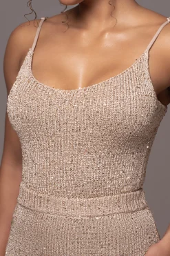 Beige Palace Sequin Skirt Set