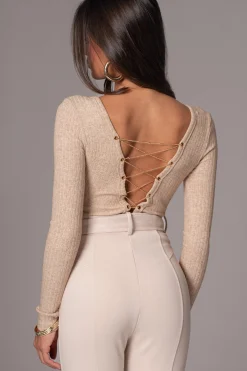 Beige Pegasus Chain Bodysuit