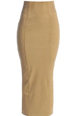 Beige Phoenix Suede Skirt