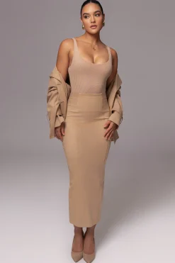 Beige Phoenix Suede Skirt