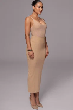 Beige Phoenix Suede Skirt