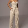 Beige Power Hour High Waist Trousers