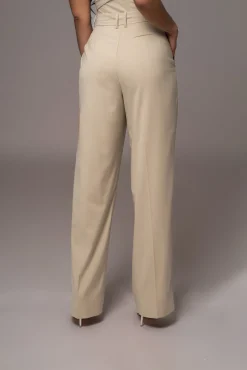 Beige Power Hour High Waist Trousers