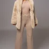 Beige Refined Faux Fur Oversized Coat