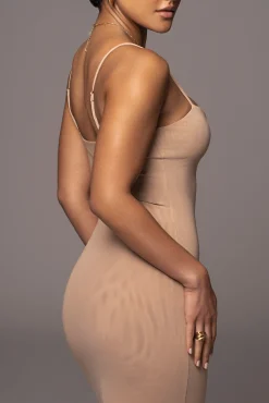 Beige Rochelle Mesh Midi Dress