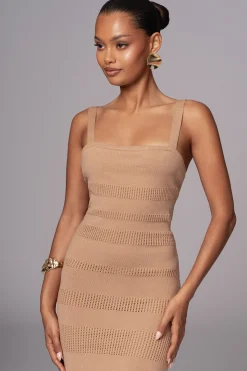 Beige Sandy Shores Knit Midi Dress