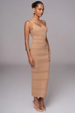 Beige Sandy Shores Knit Midi Dress