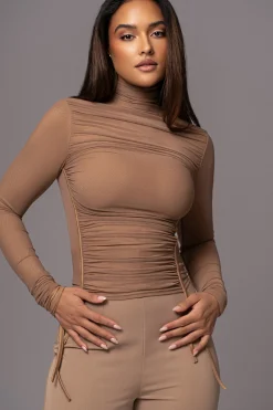 Beige Santiana Turtleneck Top
