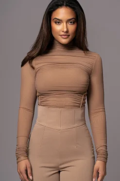 Beige Santiana Turtleneck Top