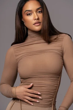 Beige Santiana Turtleneck Top