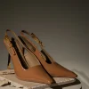 Beige Slingback Pointed Toe Pumps